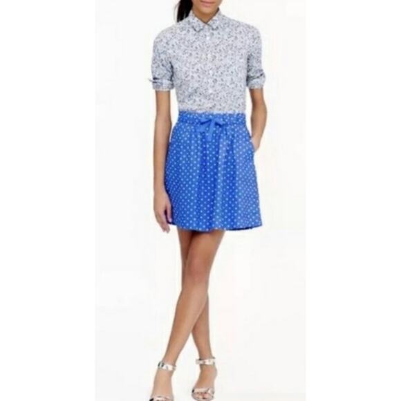 J Crew Boardwalk Linen Skirt Polka Dotted 2 - Picture 2 of 8